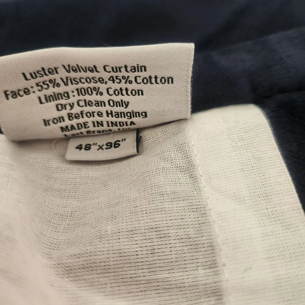 NEW Quince Navy Luster Velvet Room Darkening Curtain Panel 48